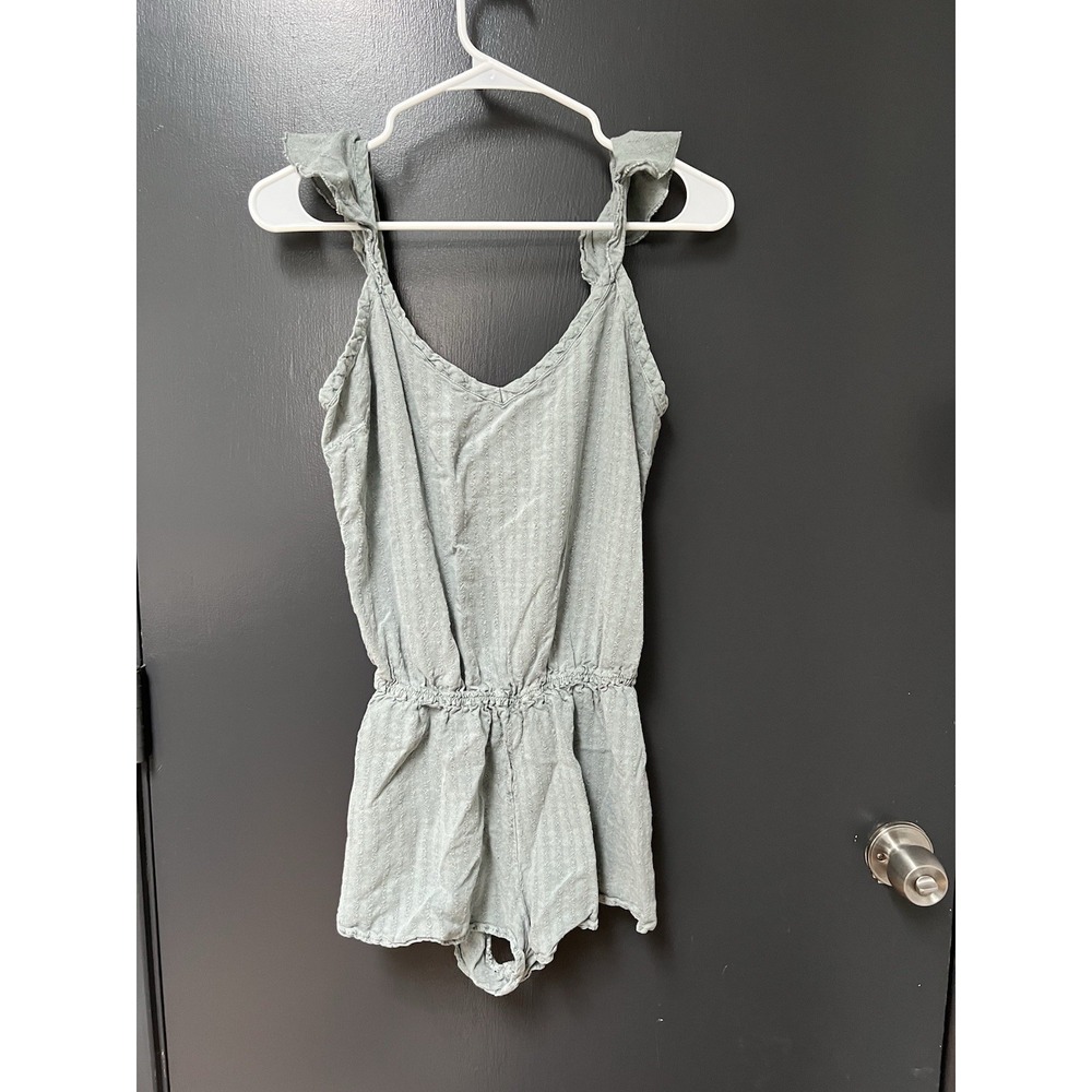 Anthropologie Saturday Sunday Fluttered Stripe Romper Sz S Green Sleeveless